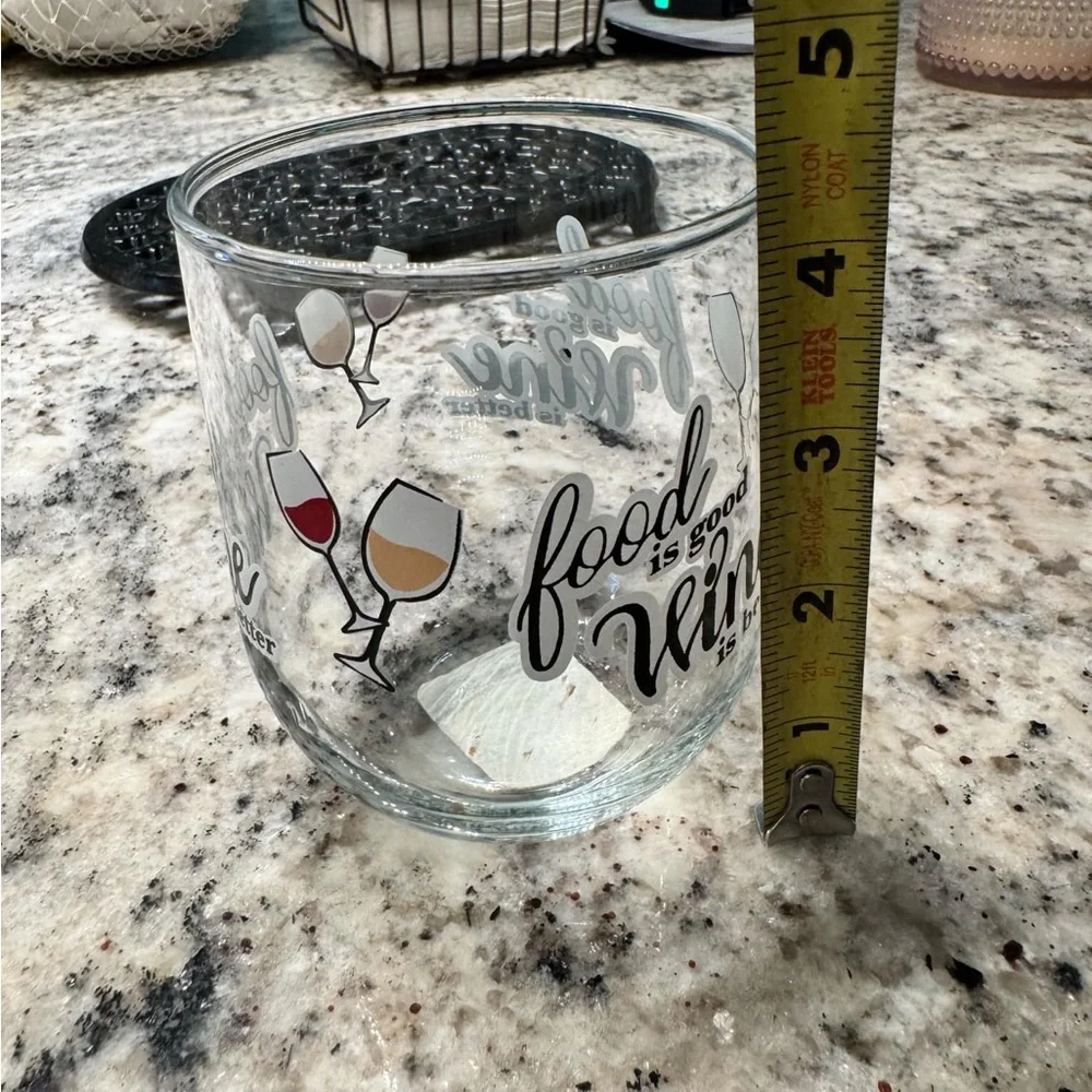 Clear Glass Wine food is good wine is better Fun Design